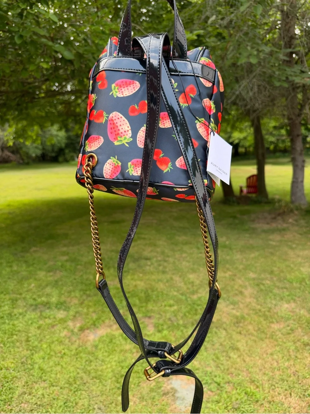 Kurt Geiger London Portobello Strawberry Print Small Backpack NWT